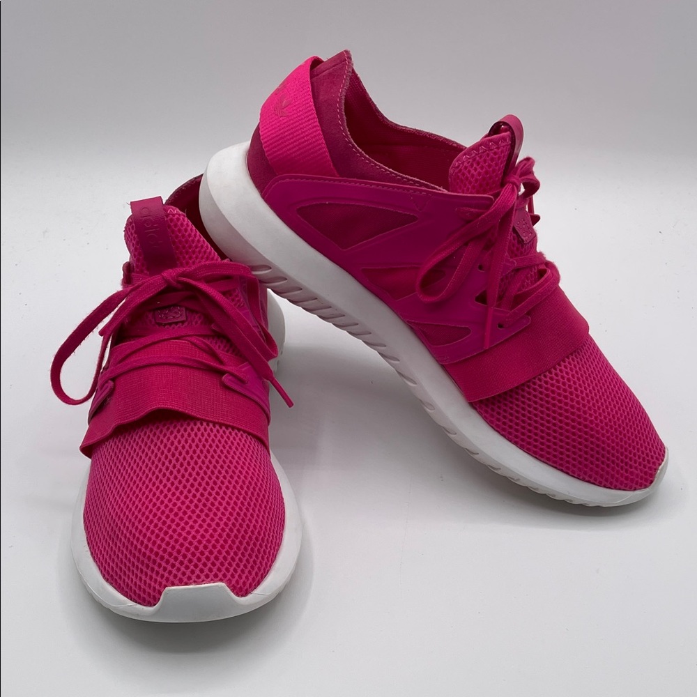 Adidas Women’s 8.5 Hot Pink Mesh Athletic Shoes Slip-On Lace Up Sneakers